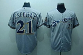 Milwaukee Brewers #21 Escobar grey[40th patch] Jerseys,baseball caps,new era cap wholesale,wholesale hats